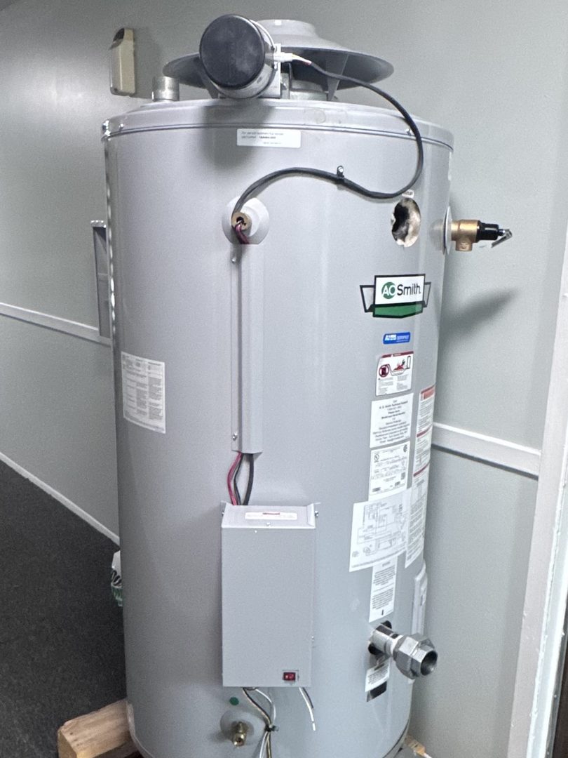 New A.O. Smith 80 gallon commercial water heater before install