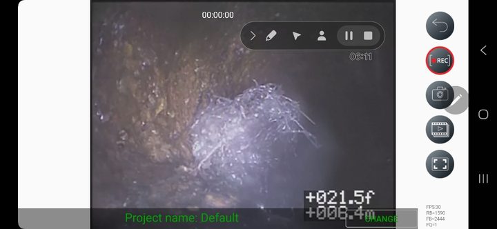 Sewer camera inspection showing a blockage in a drain line