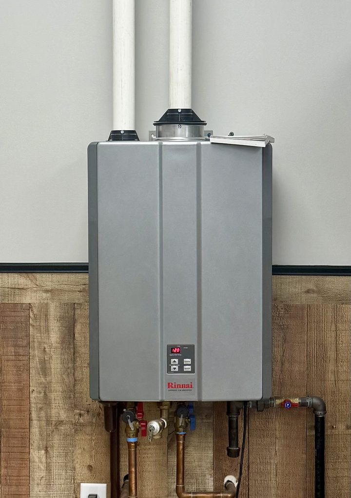 Rinnai on-demand tankless water heater installed by A.W. Crooks